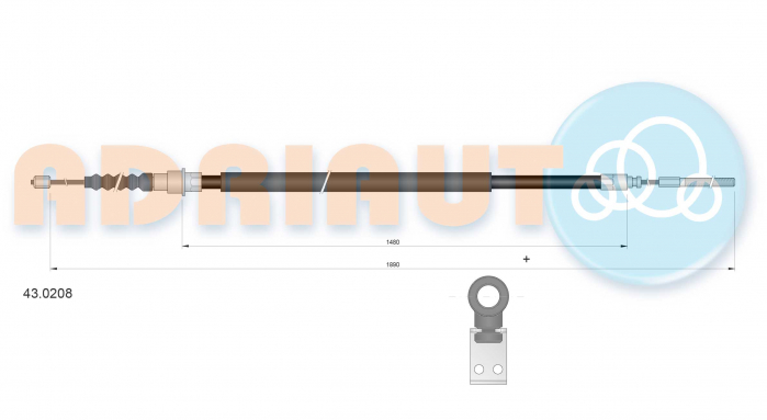 Cablu frana mana Spate Dreapta (1890mm/1480mm) potrivit SAAB 9000 2.0/2.3/3.0 09.84-12.98 [2]