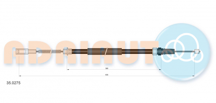 Cablu frana mana Spate Dreapta (630mm/390mm) potrivit PEUGEOT 605 2.0-3.0 06.89-09.99 [2]