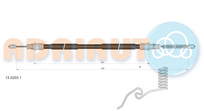 Cablu frana mana Spate Dreapta/Stanga (1260mm/970mm) potrivit FORD TRANSIT 2.0D 08.00-05.06 [3]