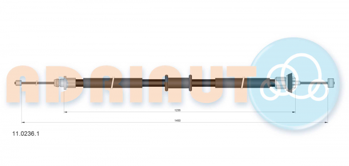 Cablu frana mana Spate Dreapta/Stanga (1450mm/1225mm) potrivit FIAT PUNTO, PUNTO/HATCHBACK 1.2-1.9D 09.99-03.12 [2]