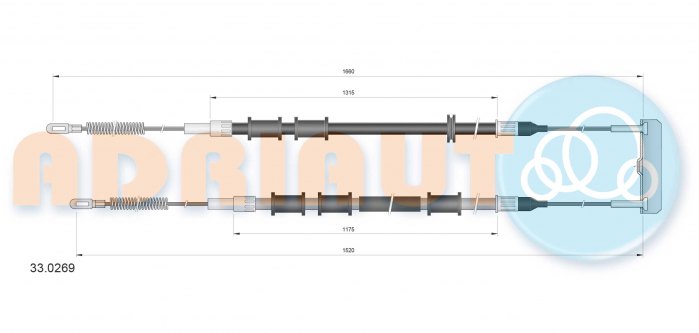 Cablu frana mana Spate Dreapta/Stanga (1660mm/1315mm/1520mm/1175mm) potrivit OPEL COMBO/MINIVAN 1.2/1.4/1.7D 07.94-10.01 [2]