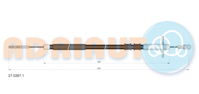 Cablu frana mana Spate Dreapta/Stanga (2230mm/1930mm) potrivit MERCEDES G (W461), G (W463) 2.7D-6.0 12.00- [1]