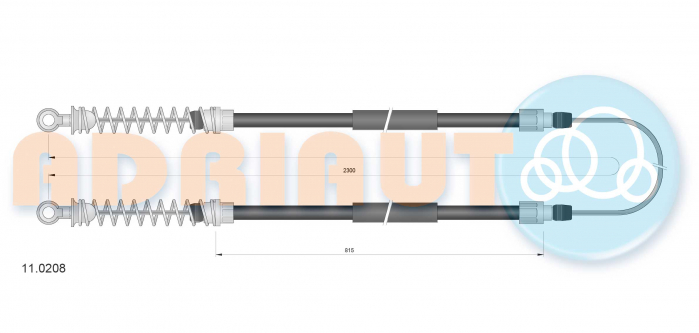 Cablu frana mana Spate Dreapta/Stanga (2300mm/815mm/815mm) potrivit FIAT 127, FIORINO; SEAT FURA 0.9-1.4 06.71-10.89 [2]