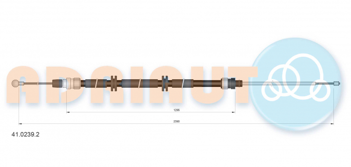Cablu frana mana Spate Dreapta/Stanga (2390mm/1295mm) potrivit RENAULT KANGOO BE BOP, KANGOO EXPRESS, KANGOO II 1.2-1.6LPG 02.08- [2]