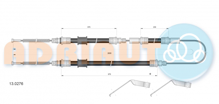 Cablu frana mana Spate Dreapta/Stanga (2830mm/975mm/230mm/975mm) potrivit FORD TRANSIT, TRANSIT TOURNEO 2.0-2.9 01.91-12.00 [2]