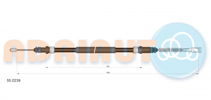 Cablu frana mana Spate Stanga (1005mm/675mm) potrivit VW LT 28-35 I 2.4/2.4D 12.78-06.96 [2]