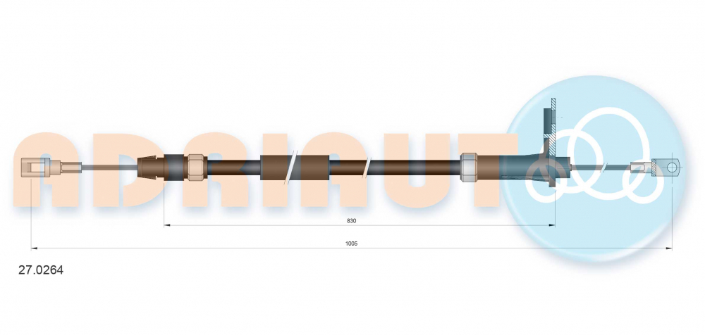 Cablu frana mana Spate Stanga (1005mm/830mm) potrivit MERCEDES SLK (R170) 2.0/2.3/3.2 09.96-04.04 [2]