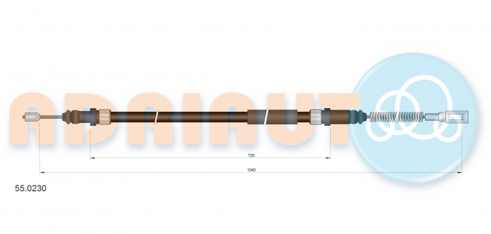 Cablu frana mana Spate Stanga (1040mm/720mm) potrivit VW LT 28-35 I 2.0/2.4D/2.7D 04.75-07.92 [2]