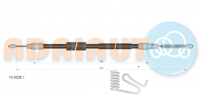 Cablu frana mana Spate Stanga (1545mm/1250mm) potrivit FORD TRANSIT, TRANSIT TOURNEO 2.0D/2.2D 08.00-08.14 [2]