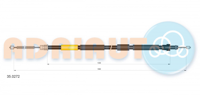 Cablu frana mana Spate Stanga (1690mm/1330mm) potrivit PEUGEOT 306, 306/HATCHBACK 1.1-2.0D 04.93-04.02 [2]