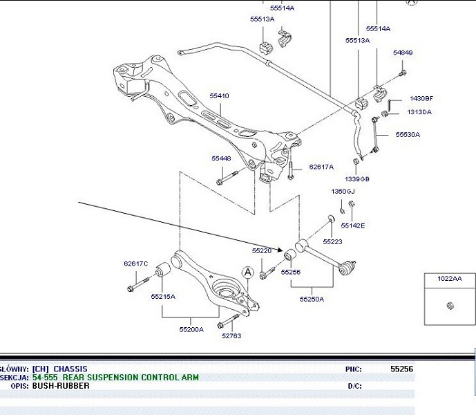 Camasa lagar trapez spate Dreapta/Stanga (inferior din spate) potrivit HYUNDAI I30; KIA CEE'D 1.4-2.0D 12.06-12.12 [2]