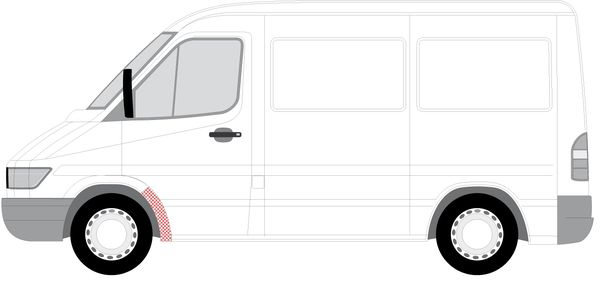 Carenaj pasaj roata Fata Stanga (partea din spate/partea interioara) potrivit MERCEDES SPRINTER 2-T (B901, B902), SPRINTER 3-T (B903), SPRINTER 4-T (B904) 02.95-05.06 [3]