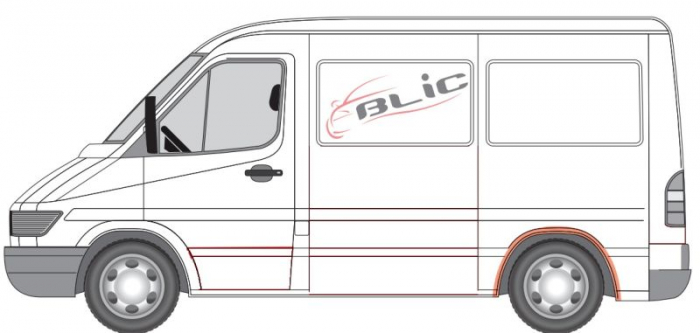 Carenaj pasaj roata Spate Dreapta/Stanga (extern) potrivit MERCEDES SPRINTER 2-T (B901, B902), SPRINTER 3-T (B903), SPRINTER 4-T (B904), SPRINTER 5-T (B905); VW LT 28-35 II 02.95-05.06 [2]