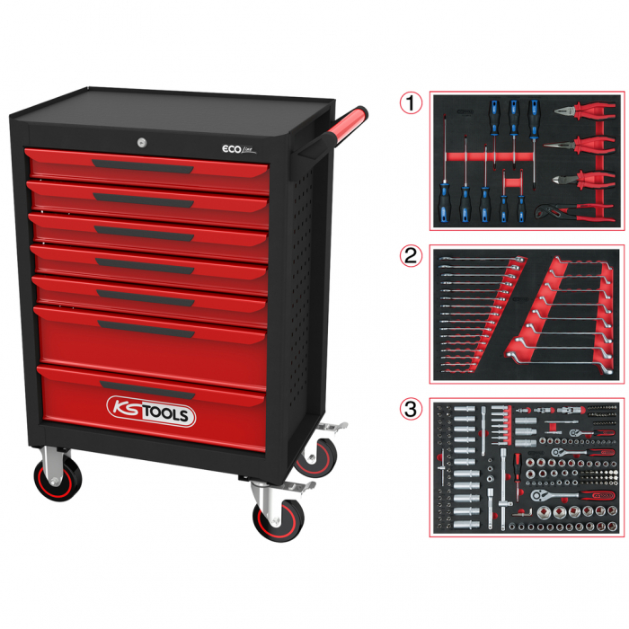 Carucior scule KS TOOLS ECOLine 7 sertare 215 scule [2]