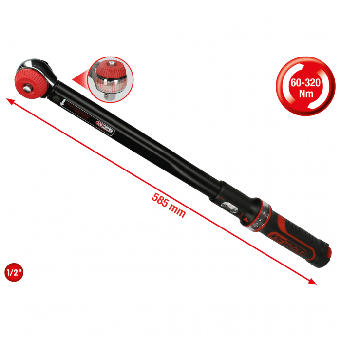 Cheie dinamometrica cu clichet 1/2 ERGOTORQUE precision cu buton rotativ 60-320nm [3]