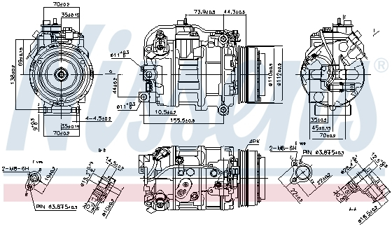 Compresor AC clima BMW Seria 5 (F10), 5 (F11), 5 GRAN TURISMO (F07), 6 (F12), 6 (F13), 6 GRAN COUPE (F06), 7 (F01, F02, F03, F04), X5 (E70), X5 (F15, F85), X6 (E71, E72) 4.4/6.0 intre 2007-2019 [1]
