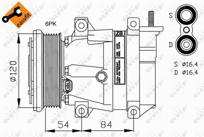 Compresor aer conditionat AC potrivit CHEVROLET AVEO / KALOS, LACETTI, NUBIRA; DAEWOO KALOS, LACETTI, NUBIRA 1.2-1.6LPG 09.02- [5]