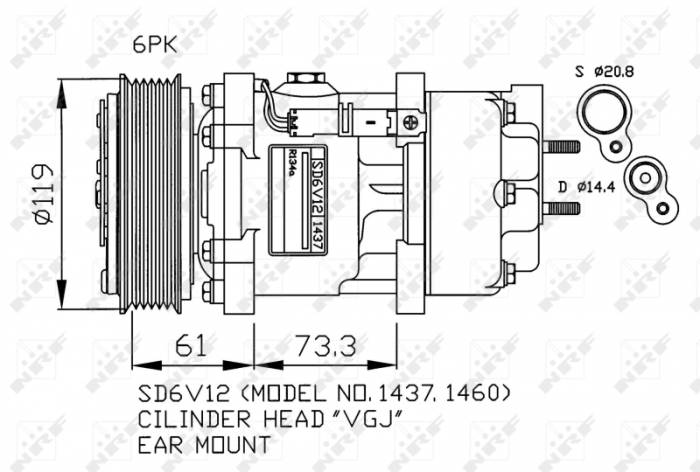 Compresor aer conditionat AC potrivit CITROEN C4 I; PEUGEOT 206, 307 2.0/2.0D 12.99-12.09 [1]