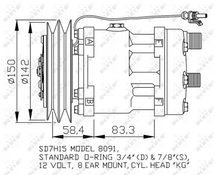 Compresor aer conditionat AC potrivit DEUTZ FAHR AGROCOMPACT F, AGROFARM, AGROLUX, AGROPLUS, AGROSUN, AGROTRAC, AGROTRON, AGROTRON NEW, DX, INTRAC; SAME IRON 4.0-D [1]