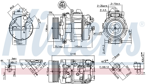 Compresor climatizare aer conditionat potrivit BMW Seria 1 (E82), 1 (E88), 3 (E90), 3 (E91), 3 (E92), 3 (E93), Z4 (E89) 3.0 03.06-08.16 [1]