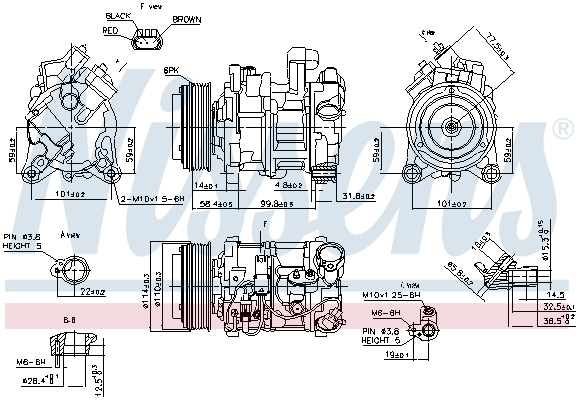 Compresor climatizare aer conditionat potrivit BMW Seria 1 (F20), 1 (F21), 3 (E90), 3 (E91), 3 (E92), 3 (E93), 3 (F30, F80), 3 (F31), 3 GRAN TURISMO (F34), 4 (F32, F82), 4 (F33, F83), 4 GRAN COUPE (F3 [1]