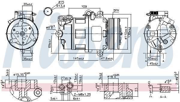 Compresor climatizare aer conditionat potrivit BMW Seria 3 (E46), 5 (E39), Z3 (E36) 1.6-3.2 12.97-07.06 [1]