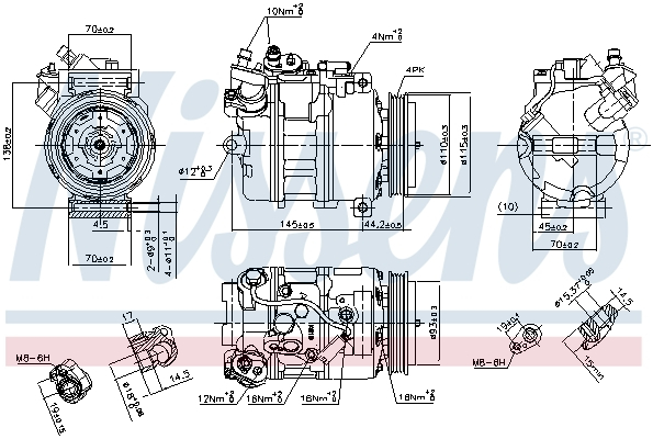 Compresor climatizare aer conditionat potrivit BMW Seria 5 (E60), 5 (E61), 6 (E63), 6 (E64) 4.0/4.4/4.8 09.03-12.10 [5]