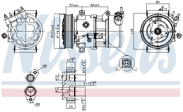 Compresor climatizare aer conditionat potrivit CITROEN BERLINGO, BERLINGO/MINIVAN, C2, C2 ENTERPRISE, C3 I, C3 PLURIEL, NEMO, NEMO/MINIVAN, XSARA, XSARA PICASSO; FIAT FIORINO/MINIVAN, QUBO 0.9-2.0D 06 [5]