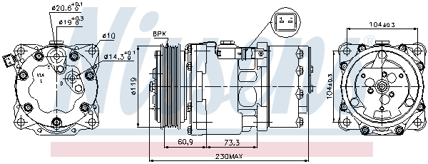 Compresor climatizare aer conditionat potrivit CITROEN C4 I; PEUGEOT 206, 307 1.4D-2.0D 12.99-12.09 [1]