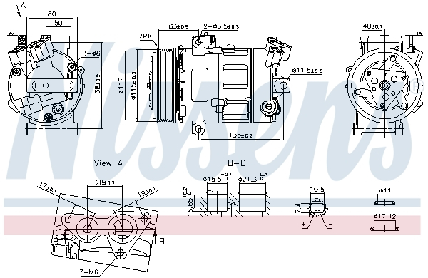 Compresor climatizare aer conditionat potrivit FIAT TALENTO; NISSAN NV300, NV400, PRIMASTAR; OPEL MOVANO B, VIVARO B; RENAULT LATITUDE, MASTER III, TRAFIC III 1.6D/2.0D/2.3D 09.06- [1]