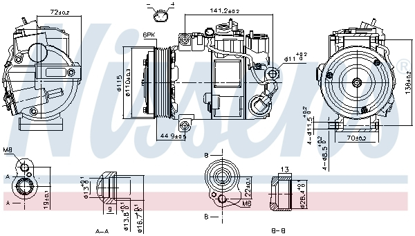 Compresor climatizare aer conditionat potrivit MERCEDES M (W164), R (W251, V251), S (C216), S (W221) 2.2D-6.2 10.05-12.13 [1]