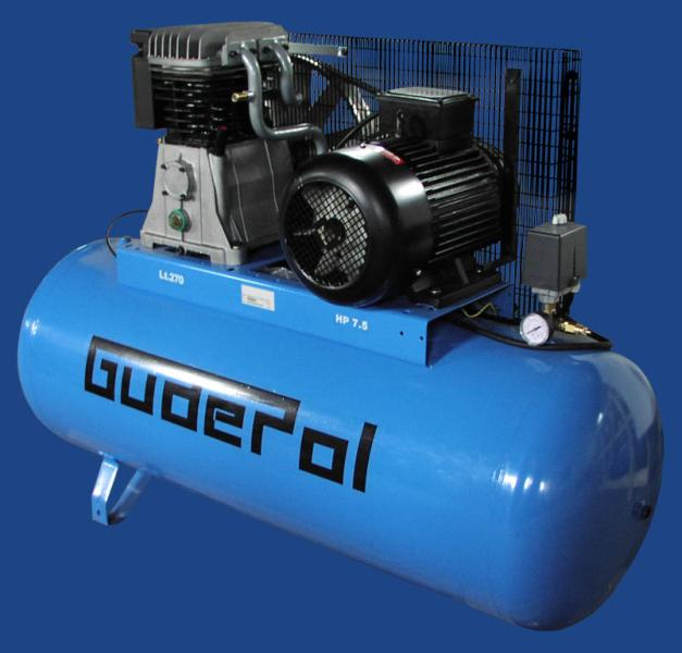 Compresor cu piston GUDEPOL serie Blue, 5,5 kW 400V 10 bar, eficienta: 830l/min., rezervor: 270L, numar cilindri: 2buc [1]