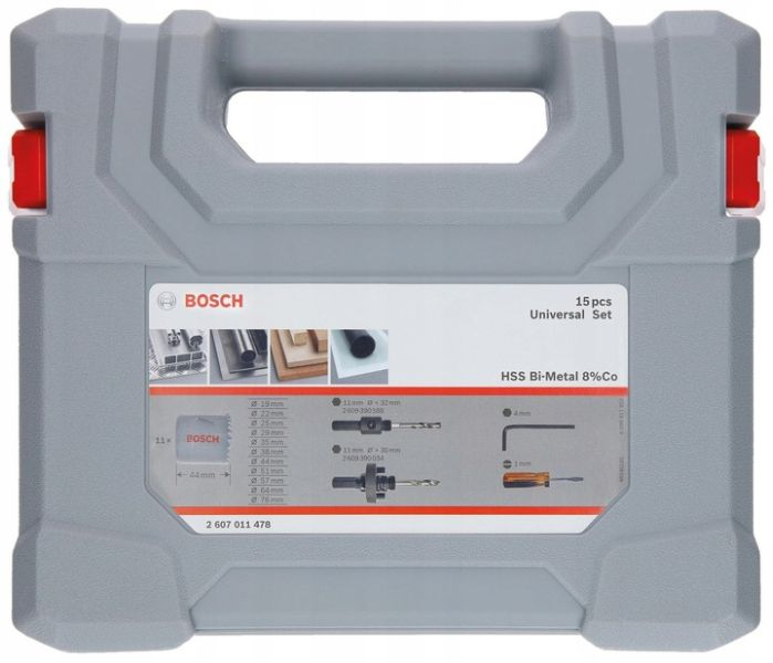 Coroana de foraj HSS BI-M, 14buc, diametru burghiu: 19; 22; 25; 29; 35; 38; 44; 51; 57; 64; 76mm, lungime de lucru: 27mm, destinat pentru: aluminiu/lemn/metal/plastic [2]