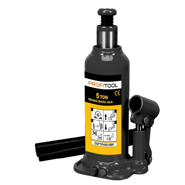 Cric pentru sticle, capacitate de ridicare: 5000 kg, inaltime minima de ridicare 207 mm, inaltime maxima de ridicare: 402 mm, numar pistoane: 1, culoare: negru [2]
