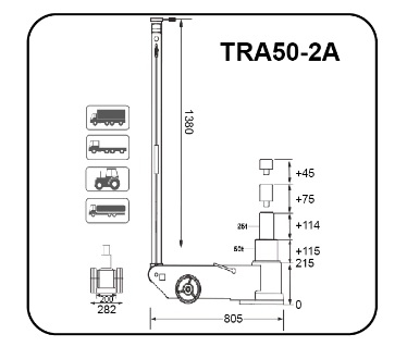 Cric pneumo-hidraulic. capacitate 50Ton / 25Ton, inaltime minima: 185mm, inaltime maxima: 577mm . PROFITOOL [3]