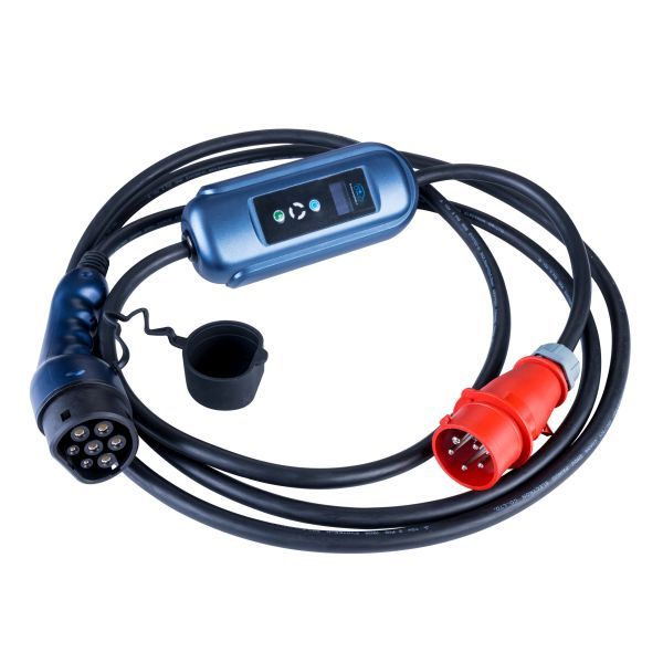 Dispozitiv incarcare masina electrica EVSE mobile charger Akyga AK-EC-12 LCD, numar faze: 3, 11kW, culoare: negru/albastru, cablu tip 2 (cu capac; cu reglare de putere; cu cronometru)  [3]