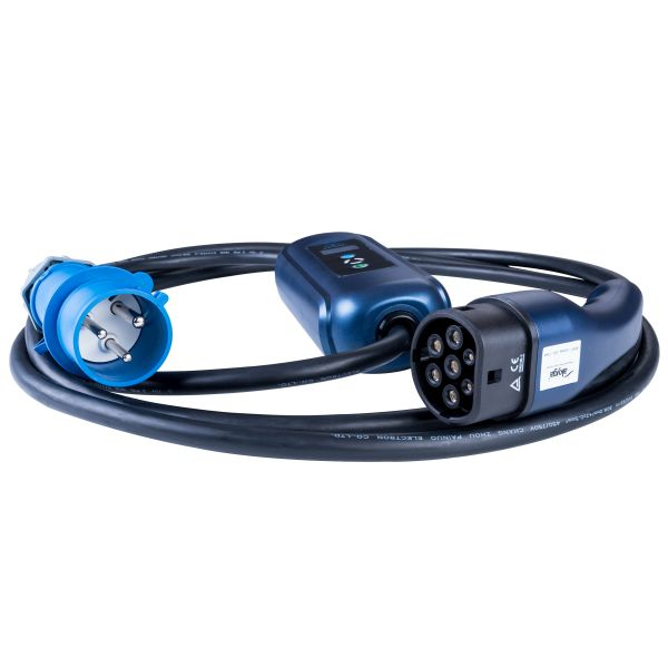 Dispozitiv incarcare masina electrica EVSE mobile charger Akyga AK-EC-14 LCD, numar faze: 1, 7,4kW, culoare: negru/albastru, cablu tip 2 (cu capac; cu reglare de putere; cu cronometru)  [2]