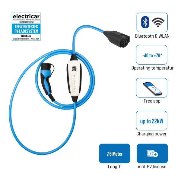 Dispozitiv incarcare masina electrica EVSE mobile charger NRGkick Pure PV, numar faze: 3, 22kW, culoare: albastru/gri, cablu tip 2 NRGkick for Photovoltaic users 32A 7,5m Pure [4]