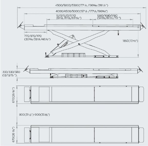 Elevator diagnostic plat: Superlift 5000SC, capacitate de ridicare 5500 kg, electrohidraulic, lungime platforma: 5000 mm [2]