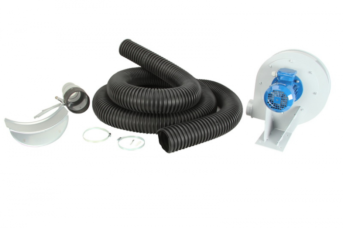 Exhaustor de gaze cu un tub pt autoturisme; , diametru furtun 4 , lungime furtun 5m, duza, ventilator 0,37 kW, alimentare 3x400V