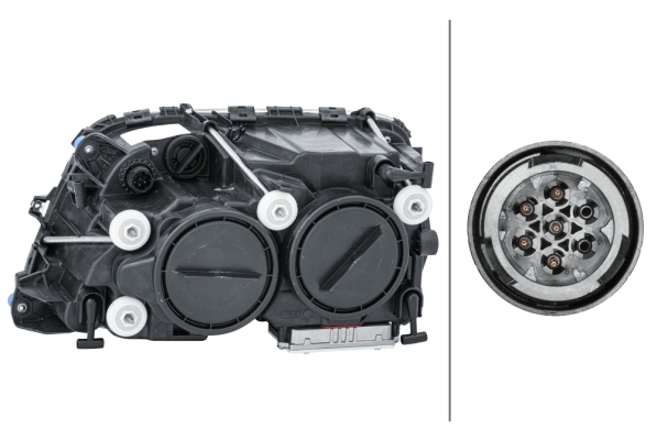 Far dreapta (D1S/H1/PY21W/W5W, culoare interior: crom, culoare semnalizator: transparent) potrivit MERCEDES ACTROS MP2 / MP3 10.02- [2]