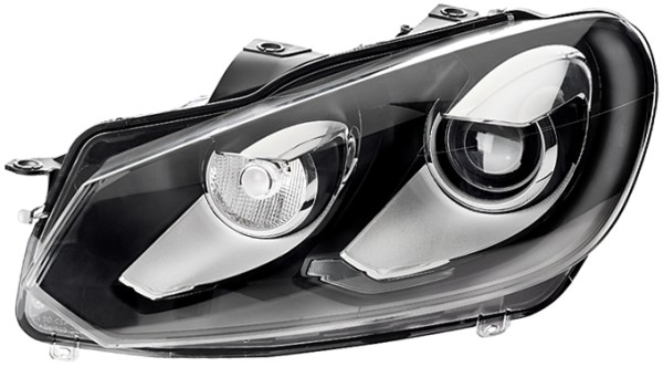 Far dreapta (D1S, reglaj electric, cu motoras, fundal negru/insertii crom) VW GOLF VI 2008-2012 [1]