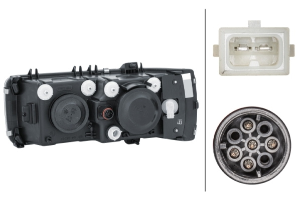 Far dreapta (H1/H7/P21W/W5W, reglaj manual, argintiu, Semnalizator portocaliu) DAF 75 CF, CF 65, CF 75, CF 85, LF 45, LF 55, XF 105, XF 95 dupa 2001 [4]