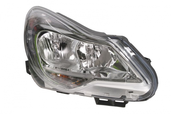 Far dreapta (H1/H7, reglaj electric, cu motoras, fundal cromat) OPEL CORSA 2011-2014 [1]