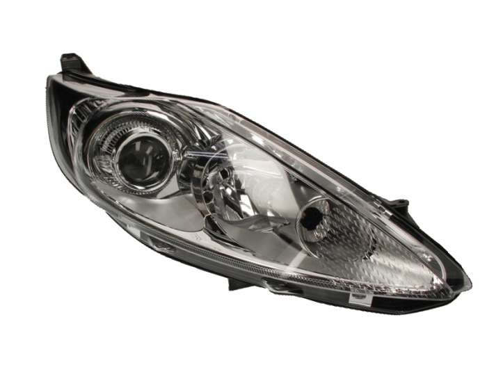 Far dreapta (H1/H7, reglaj electric, cu motoras, fundal negru/insertii crom) FORD FIESTA VI [1]