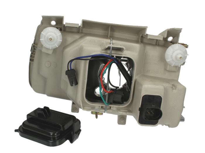 Far dreapta (H4, electric, cu motoras, fundal argintiu) VW POLO 1994-1999 [2]