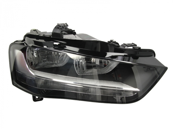 Far dreapta H7, electric, cu motoras, fundal gri, semnalizator transparent AUDI A4 B8 intre 2011-2016 [1]