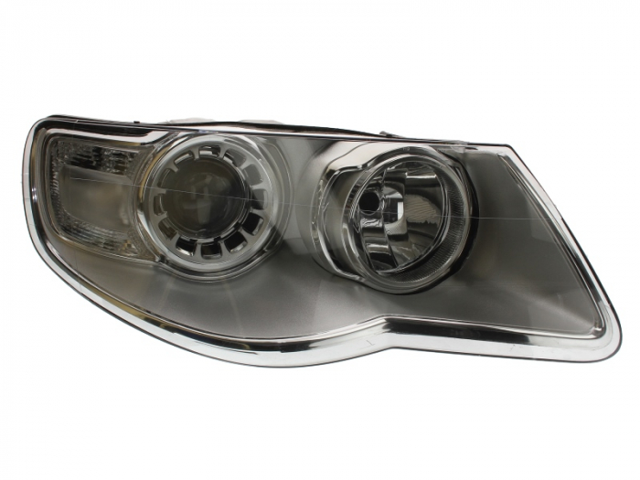 Far dreapta (H7/H9, electric, cu motoras, fundal argintiu) VW TOUAREG 2002-2006 [1]