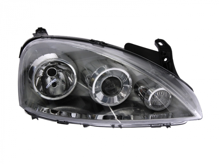 Far dreapta (H7, reglaj electric, cu motoras, fundal cromat) OPEL COMBO, COMBO TOUR, CORSA C dupa 2003 [1]