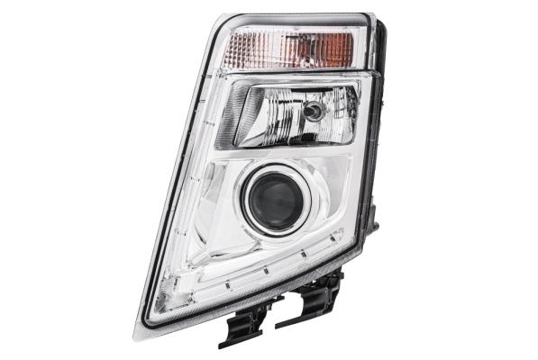 Far stanga (D2S/H7/LED/PY21W, reglaj manual, cu becuri, insertii crom, Semnalizator transparent) VOLVO FH, FH 16, FH II, FM dupa 2005 [1]